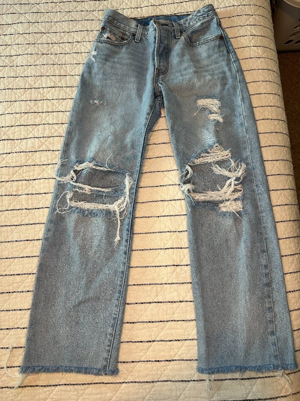 Levi's 501 '90s Light Wash 100% Cotton Distressed Raw Hem Women's Jeans- 24 x 30